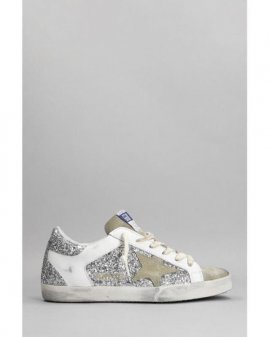 Women's White Superstar Sneakers In Suede And Leather