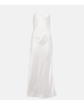 Women's White Crepe Slip Dress