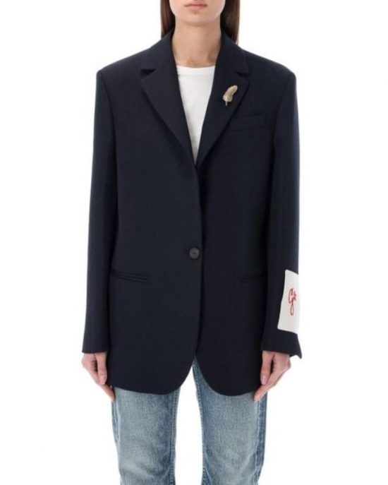 Women's Blue Tom Boy Single-breast Blazer