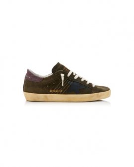 Women's Green Superstar Suede And Leather Sneakers