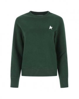 Women's Green Logo Printed Crewneck Sweatshirt