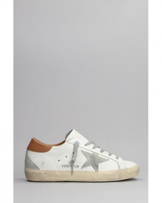Women's Gray Superstar Sneakers In White Leather