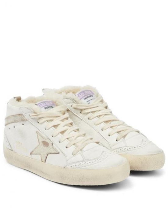 Women's White Ball Star Shearling-lined Leather Sneakers