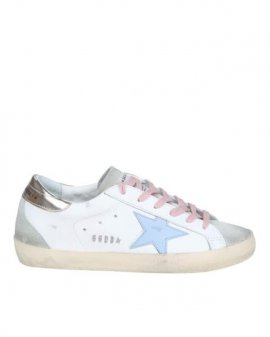 Women's Blue Super Star Sneakers In White Leather