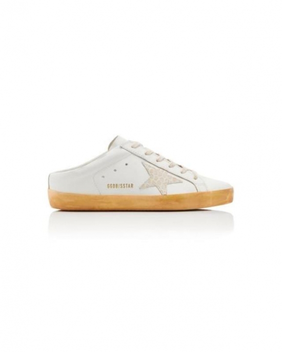 Women's White Super-star Sabot Leather Sneakers