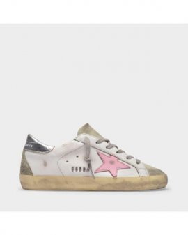 Women's Super Star Baskets In And Pink Leather