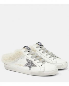 Women's White Superstar Shearling Sabot Sneakers