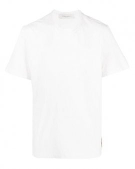 Men's White Embroidered-logo Short-sleeved T-shirt
