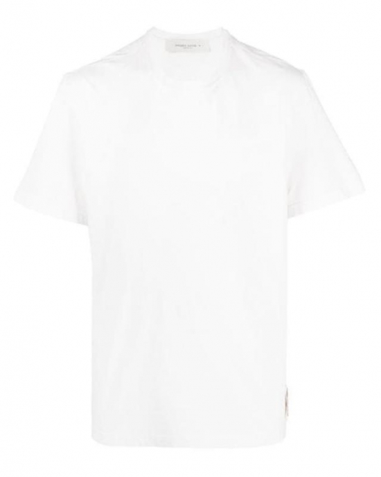 Men's White Embroidered-logo Short-sleeved T-shirt