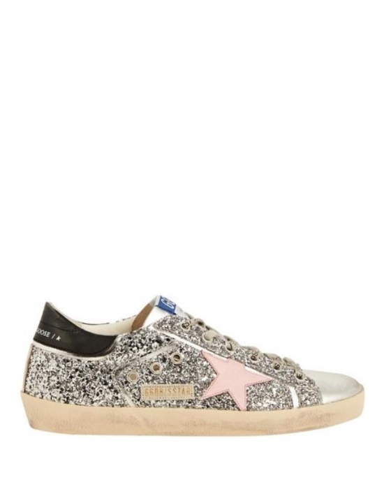 Women's Metallic Superstar Glitter Low-top Leather Sneaker