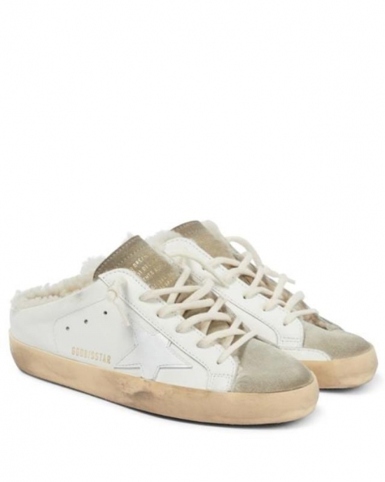 Women's White Super-star Shearling-lined Sabot Sneakers